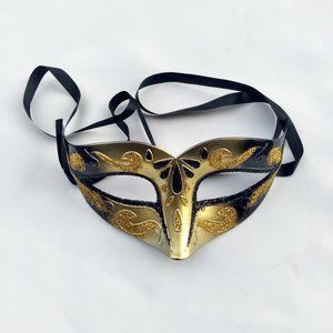 Gold Masquerade Venetian Mask / Black Trim